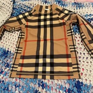 Burberry Tan and Black Plaid Long Sleeve Shirt